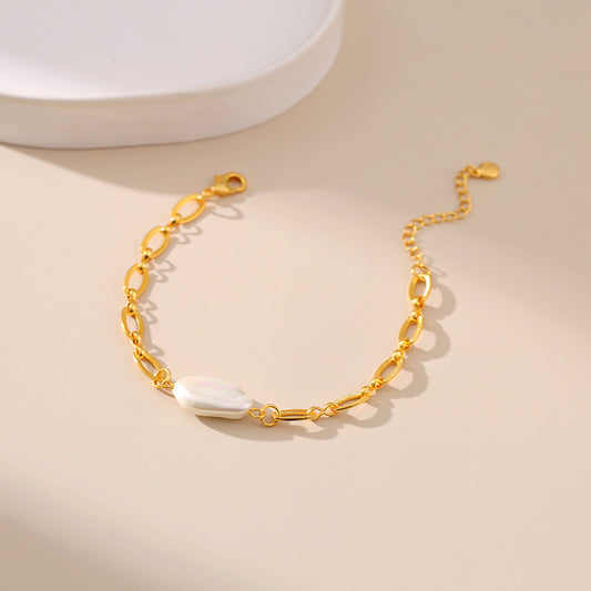 Pearl Link Bracelet 18k Gold Plated